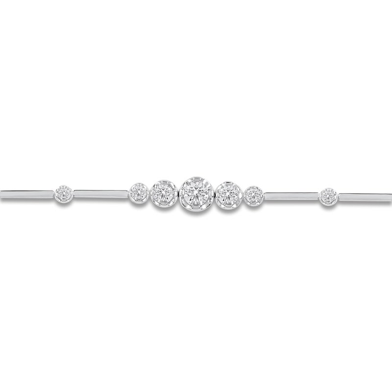 Main Image 2 of Lab-Created Diamond Graduated Buttercup Link & Bar Bracelet 3/4 ct tw 14K White Gold 7.25&quot;