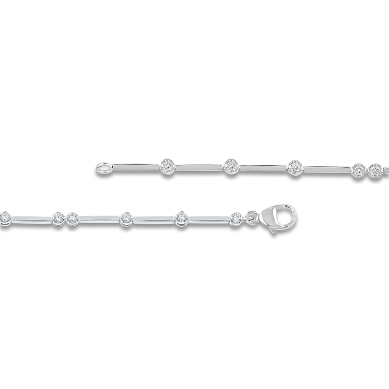 Main Image 3 of Lab-Created Diamond Graduated Buttercup Link & Bar Bracelet 3/4 ct tw 14K White Gold 7.25&quot;