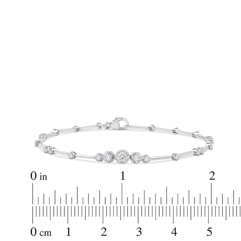 Main Image 4 of Lab-Created Diamond Graduated Buttercup Link & Bar Bracelet 3/4 ct tw 14K White Gold 7.25&quot;