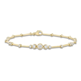 Lab-Created Diamond Graduated Buttercup Link & Bar Bracelet 3/4 ct tw 14K Yellow Gold 7.25&quot;