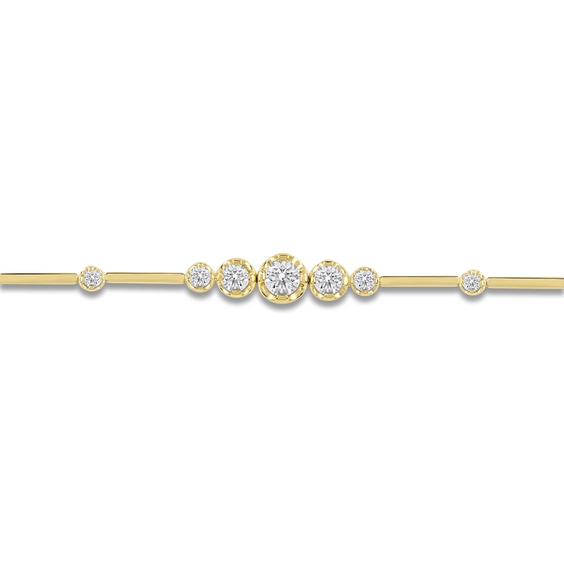 Main Image 2 of Lab-Created Diamond Graduated Buttercup Link & Bar Bracelet 3/4 ct tw 14K Yellow Gold 7.25&quot;