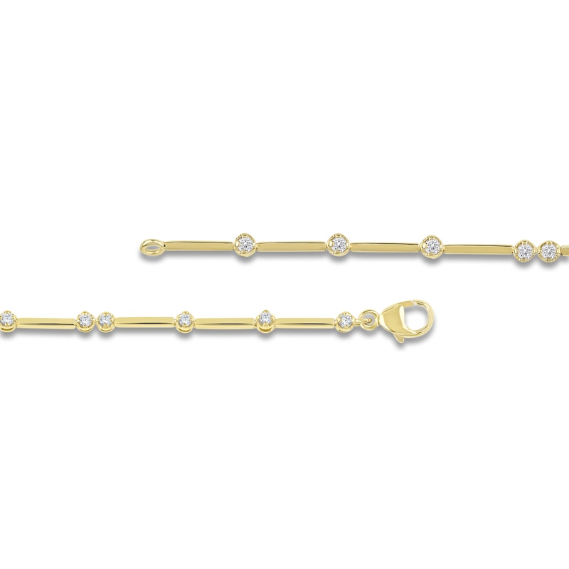 Main Image 3 of Lab-Created Diamond Graduated Buttercup Link & Bar Bracelet 3/4 ct tw 14K Yellow Gold 7.25&quot;