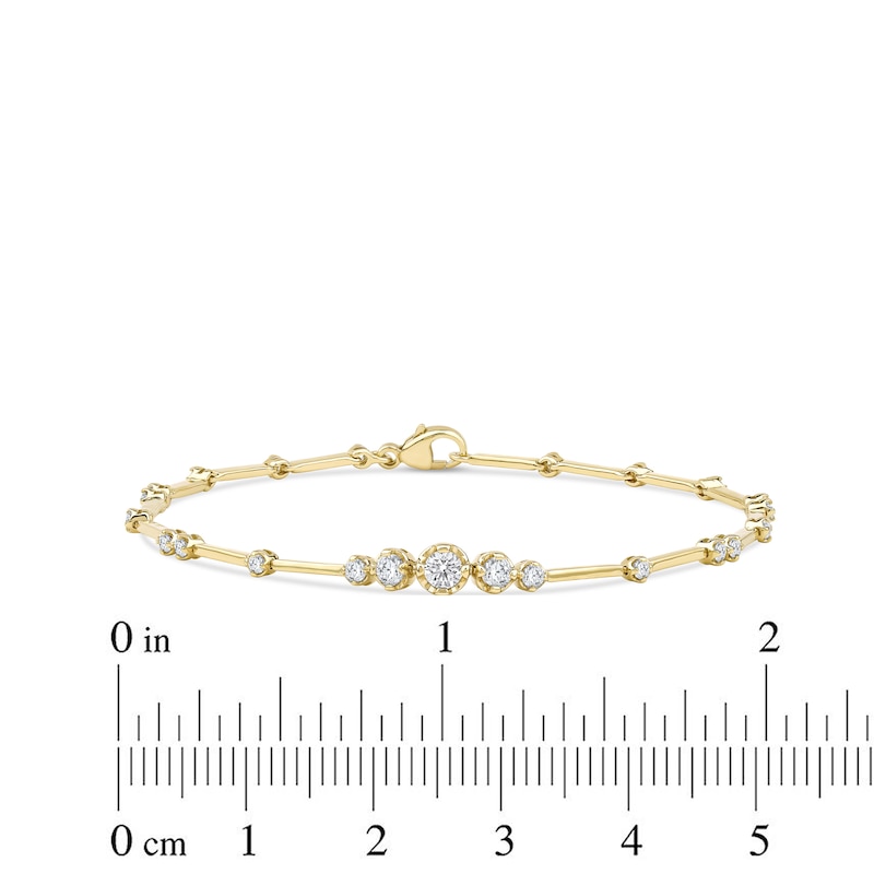 Main Image 4 of Lab-Created Diamond Graduated Buttercup Link & Bar Bracelet 3/4 ct tw 14K Yellow Gold 7.25&quot;