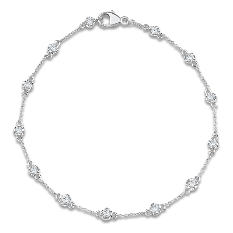 Main Image 1 of Lab-Created Diamond Buttercup Station Bracelet 3/4 ct tw 14K White Gold