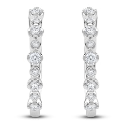 Lab-Created Diamond Buttercup Hoop Earrings 1/2 ct tw 14K White Gold