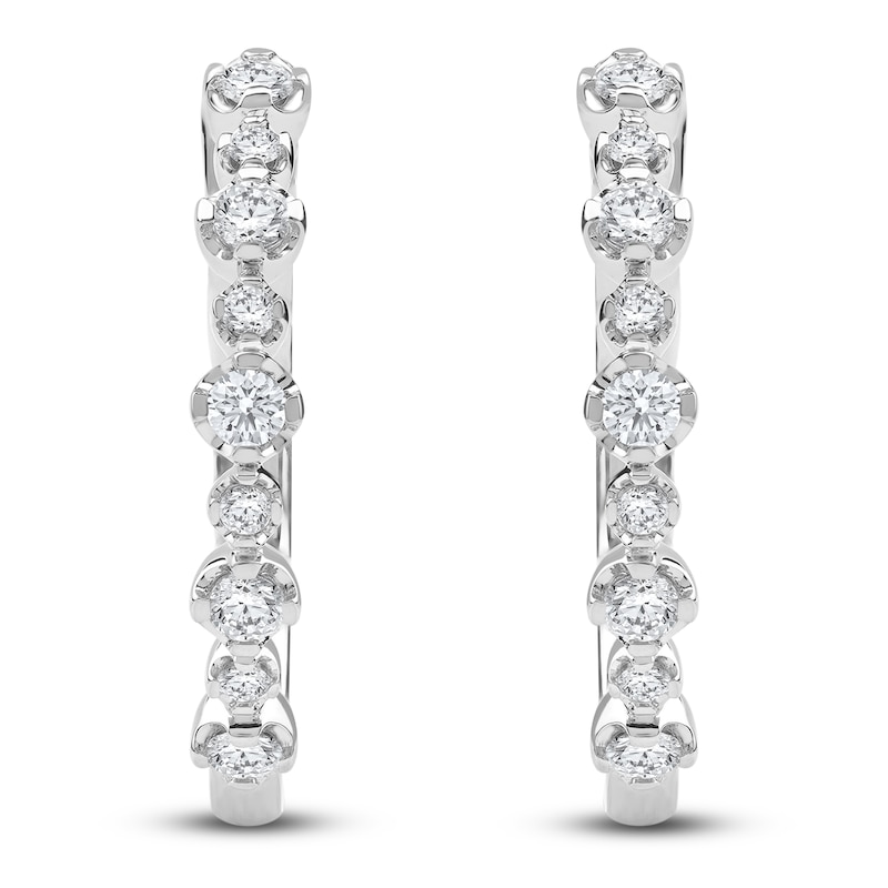 Lab-Created Diamond Buttercup Hoop Earrings 1/2 ct tw 14K White Gold