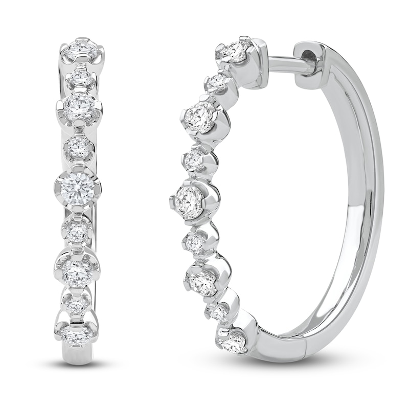 Lab-Created Diamond Buttercup Hoop Earrings 1/2 ct tw 14K White Gold