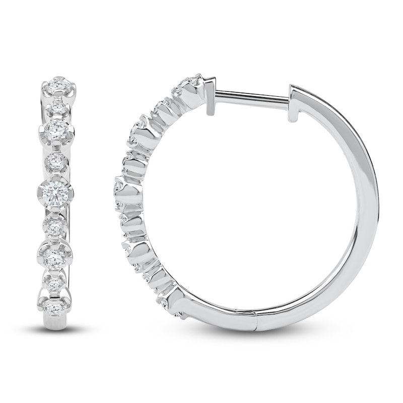 Lab-Created Diamond Buttercup Hoop Earrings 1/2 ct tw 14K White Gold