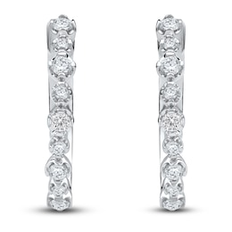 Lab-Created Diamond Buttercup Hoop Earrings 1/3 ct tw 14K White Gold