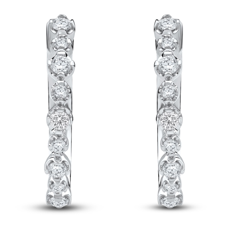 Main Image 1 of Lab-Created Diamond Buttercup Hoop Earrings 1/3 ct tw 14K White Gold