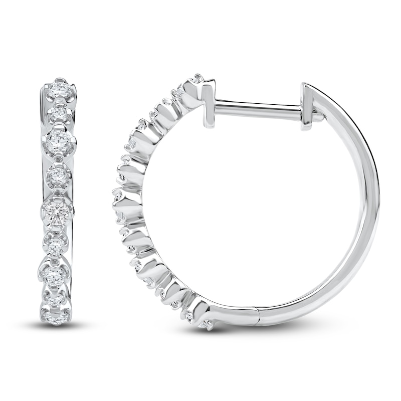 Main Image 2 of Lab-Created Diamond Buttercup Hoop Earrings 1/3 ct tw 14K White Gold