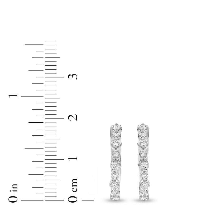 Main Image 4 of Lab-Created Diamond Buttercup Hoop Earrings 1/3 ct tw 14K White Gold