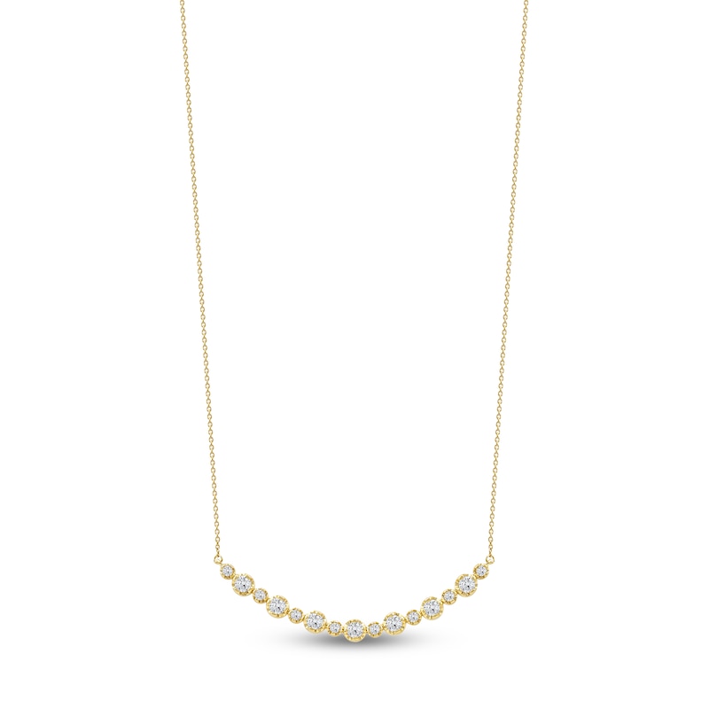 Main Image 1 of Lab-Created Diamond Buttercup Smile Necklace 1 ct tw 14K Yellow Gold 18&quot;