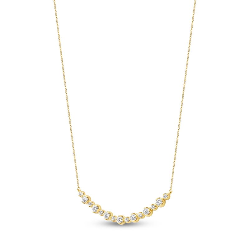 Main Image 2 of Lab-Created Diamond Buttercup Smile Necklace 1 ct tw 14K Yellow Gold 18&quot;