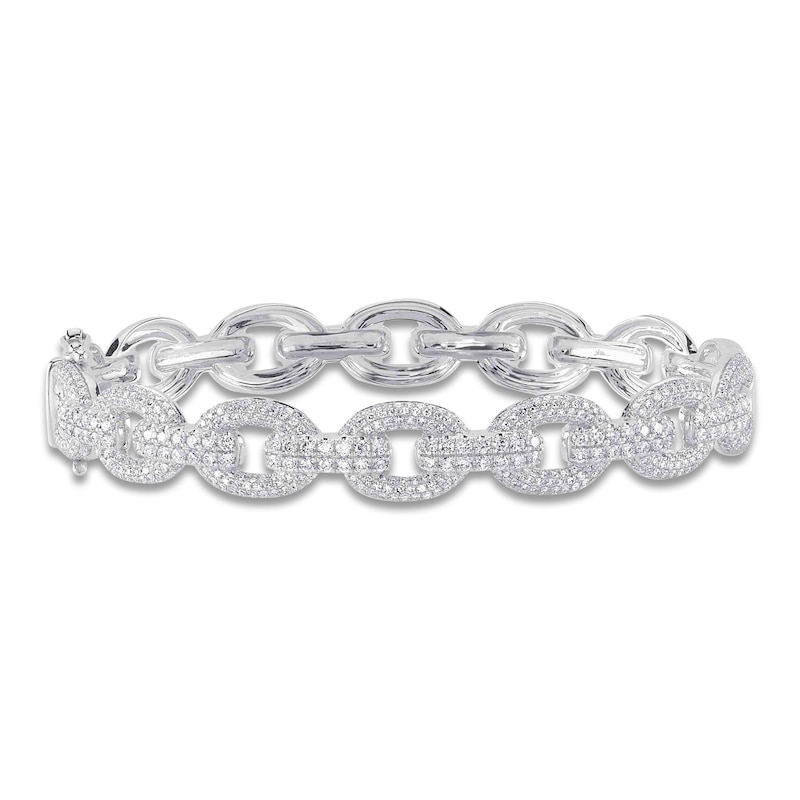 Shy Creation Diamond Chain Link Bangle Bracelet 1-7/8 ct tw 14K White Gold J-SC55025552ZS