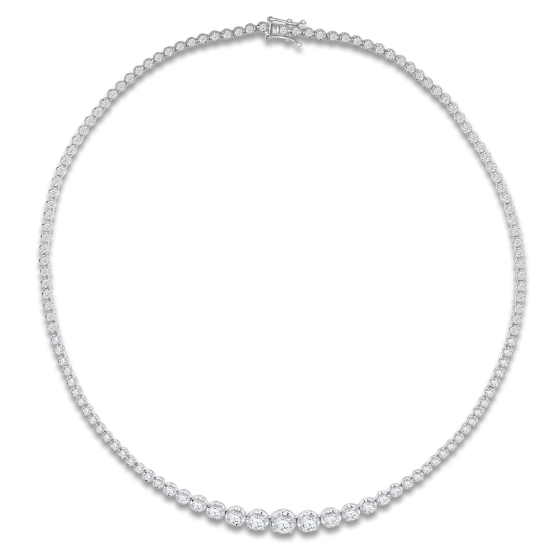 Lab-Created Diamond Riviera Necklace 8 ct tw 14K White Gold 18"