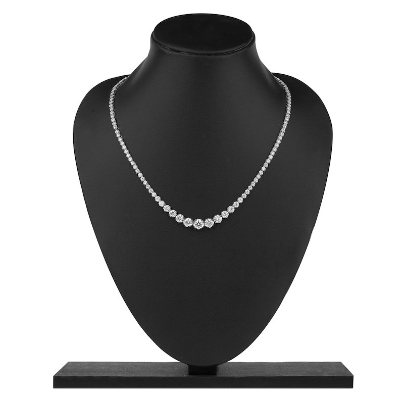 Lab-Created Diamond Riviera Necklace 8 ct tw 14K White Gold 18"