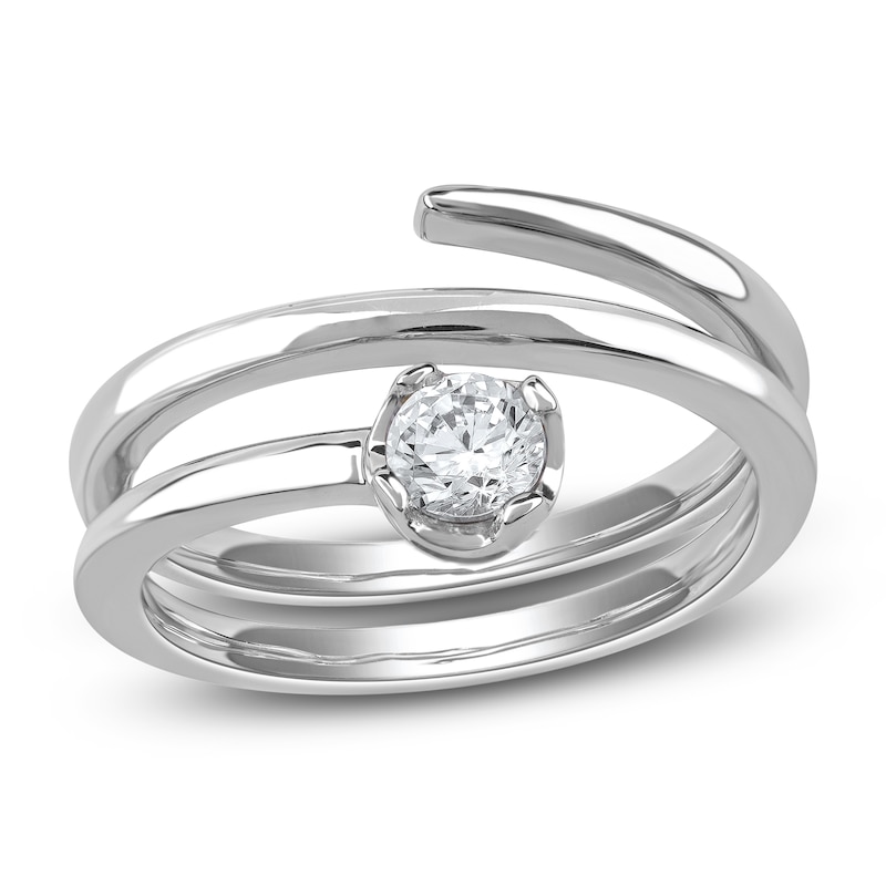 Main Image 1 of Lab-Created Diamond Solitaire Buttercup Spiral Ring 1/2 ct tw 14K White Gold