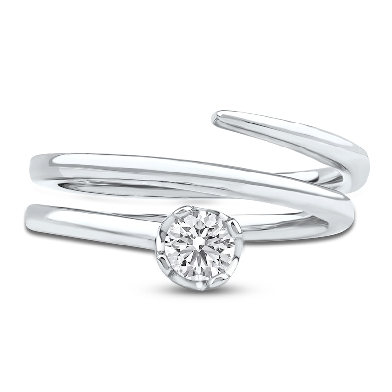 Main Image 3 of Lab-Created Diamond Solitaire Buttercup Spiral Ring 1/2 ct tw 14K White Gold