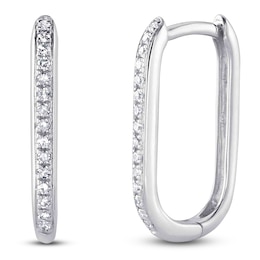 Shy Creation Diamond Curved Hoop Earrings 1/15 ct tw 14K White Gold J-SC55014488H0.60