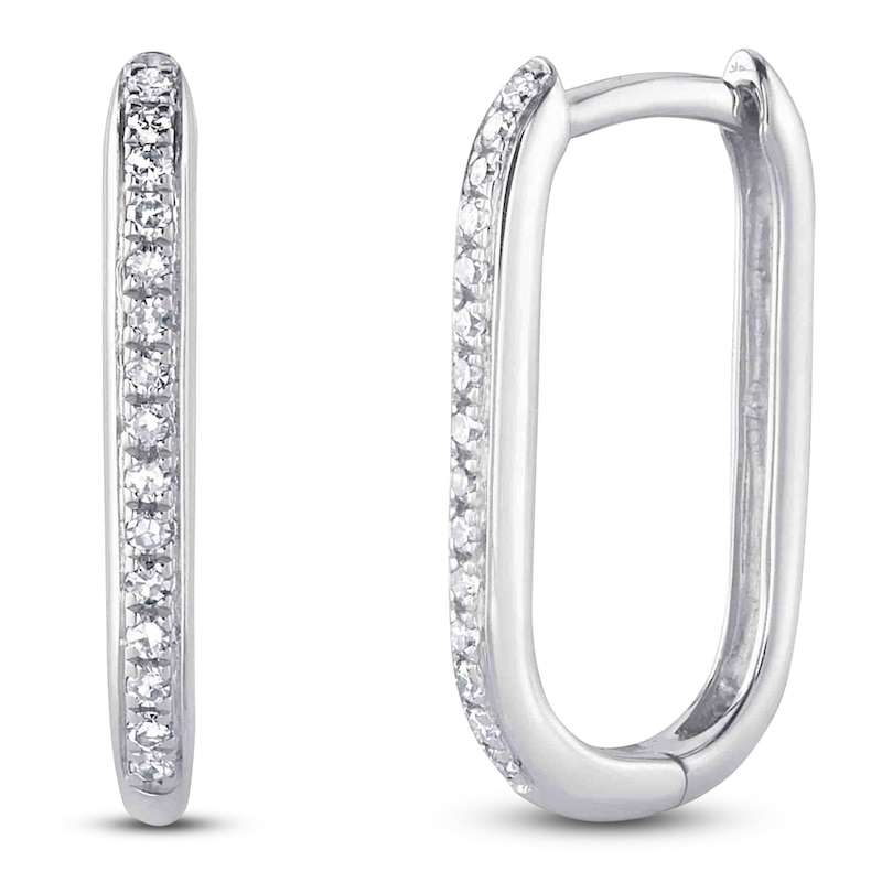 Main Image 1 of Shy Creation Diamond Curved Hoop Earrings 1/15 ct tw 14K White Gold J-SC55014488H0.60