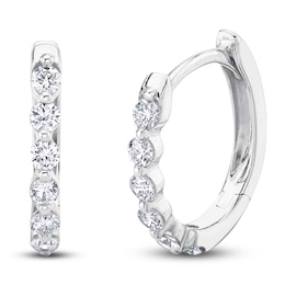 Shy Creation Diamond Hoop Earrings 1/4 ct tw 14K White Gold J-SC55021641