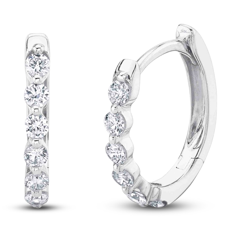 Main Image 1 of Shy Creation Diamond Hoop Earrings 1/4 ct tw 14K White Gold J-SC55021641