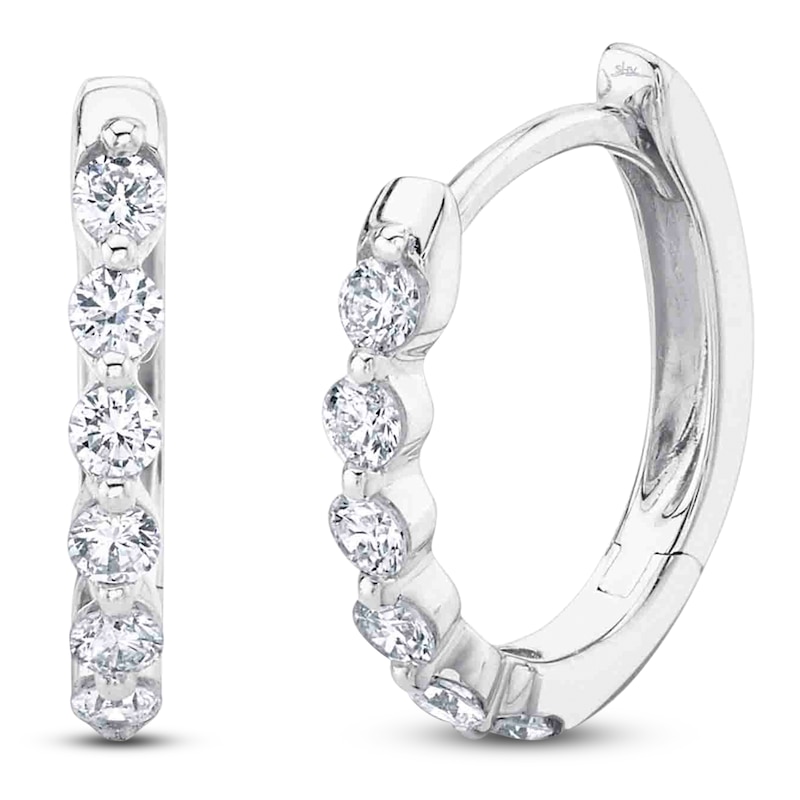 Main Image 2 of Shy Creation Diamond Hoop Earrings 1/4 ct tw 14K White Gold J-SC55021641