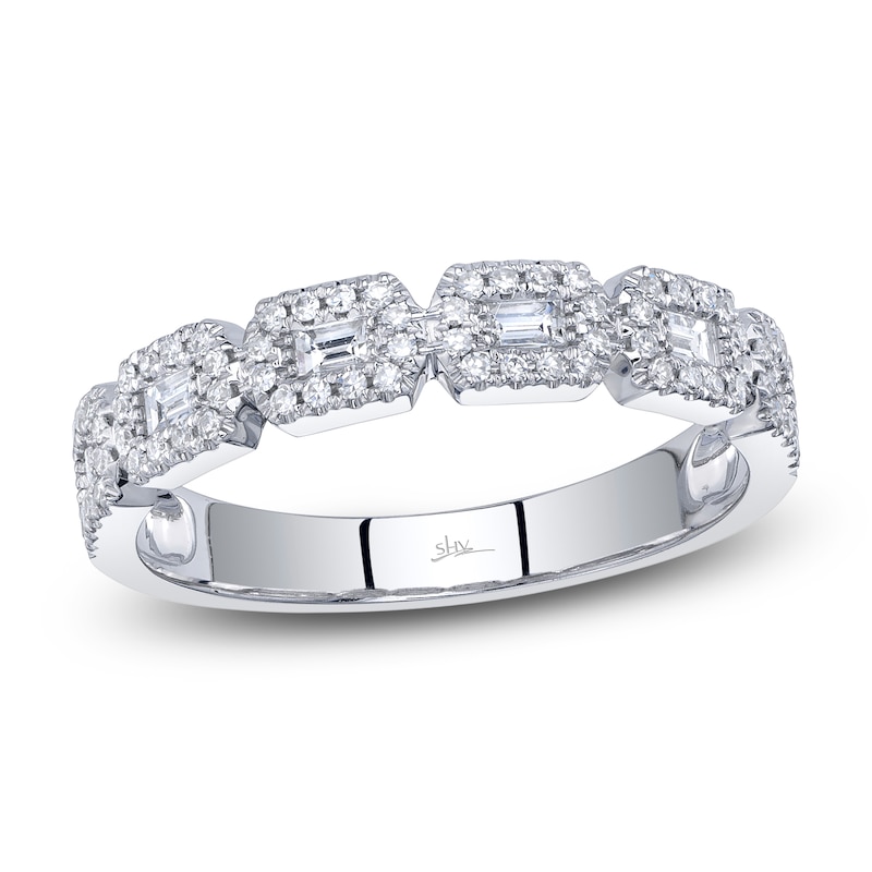 Main Image 2 of Shy Creation Baguette & Round-Cut Diamond Ring 3/8 ct tw 14K White Gold SC55011258Z7