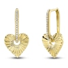 Thumbnail Image 0 of Shy Creation Diamond Heart Hoop Dangle Earrings 1/15 ct tw 14K Yellow Gold J-SC55014489