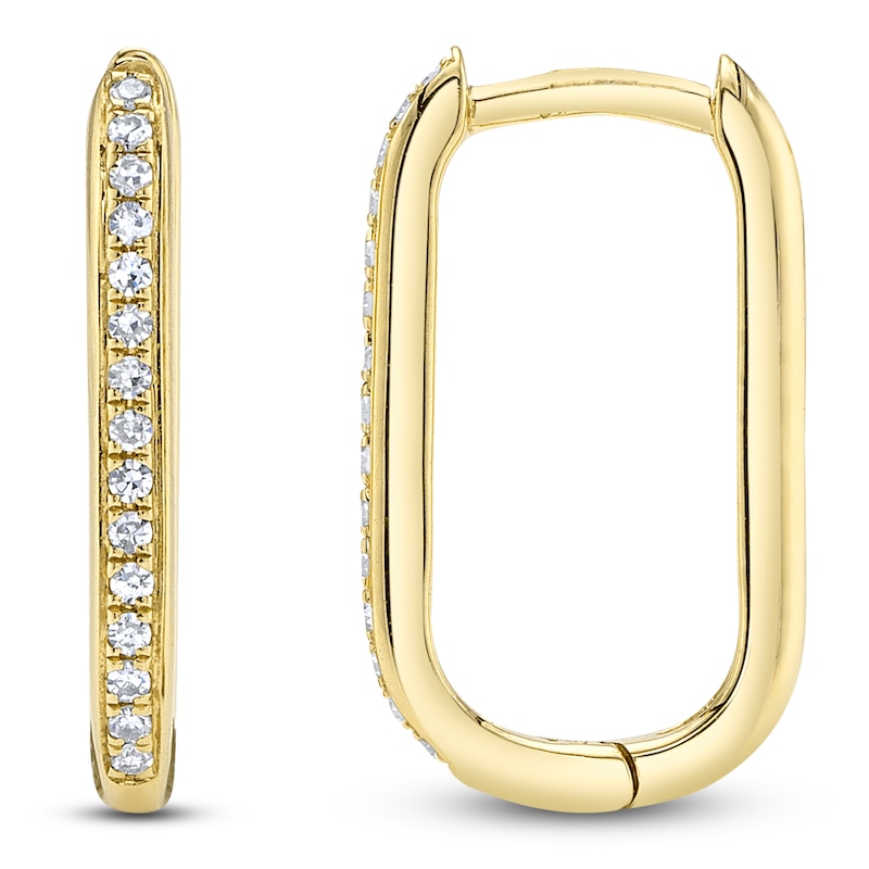 Main Image 1 of Shy Creation Diamond Curved Hoop Earrings 1/15 ct tw 14K Yellow Gold J-SC55011258