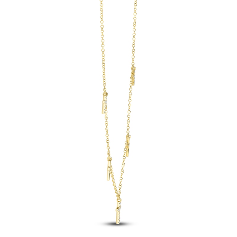 Main Image 2 of Shy Creation Diamond Cross Station Necklace 1/15 ct tw 14K Yellow Gold 18&quot; SC55020244