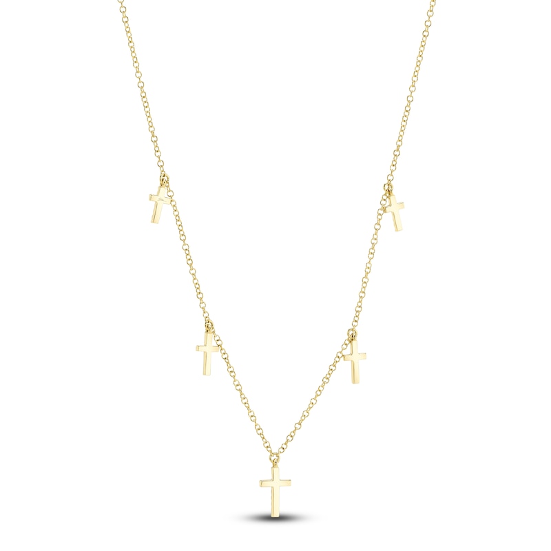 Main Image 3 of Shy Creation Diamond Cross Station Necklace 1/15 ct tw 14K Yellow Gold 18&quot; SC55020244