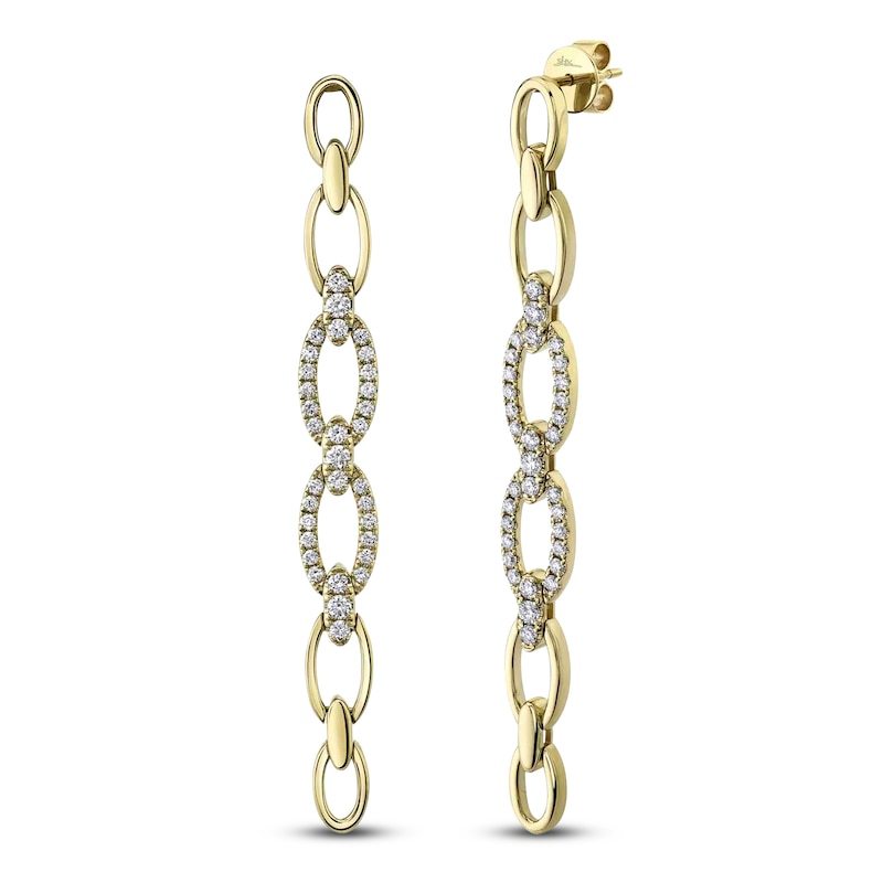 Shy Creation Diamond Chain Link Drop Earrings 1 ct tw 14K Yellow Gold J-SC55021236