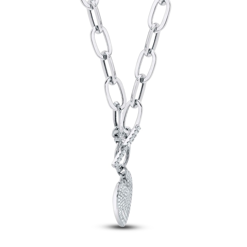 Main Image 2 of Shy Creation Diamond Heart Toggle Necklace 1/2 ct tw 14K White Gold 18&quot; J-SC55022369