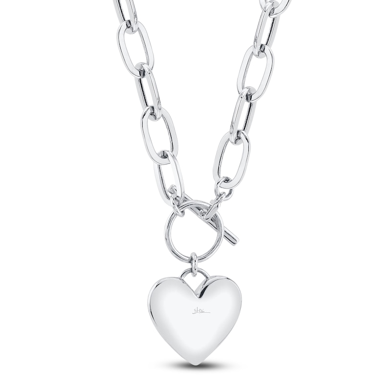 Main Image 3 of Shy Creation Diamond Heart Toggle Necklace 1/2 ct tw 14K White Gold 18&quot; J-SC55022369