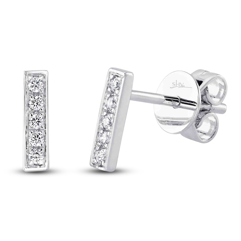 Main Image 1 of Shy Creation Diamond Vertical Bar Earrings 1/20 ct tw 14K White Gold J-SC55002205