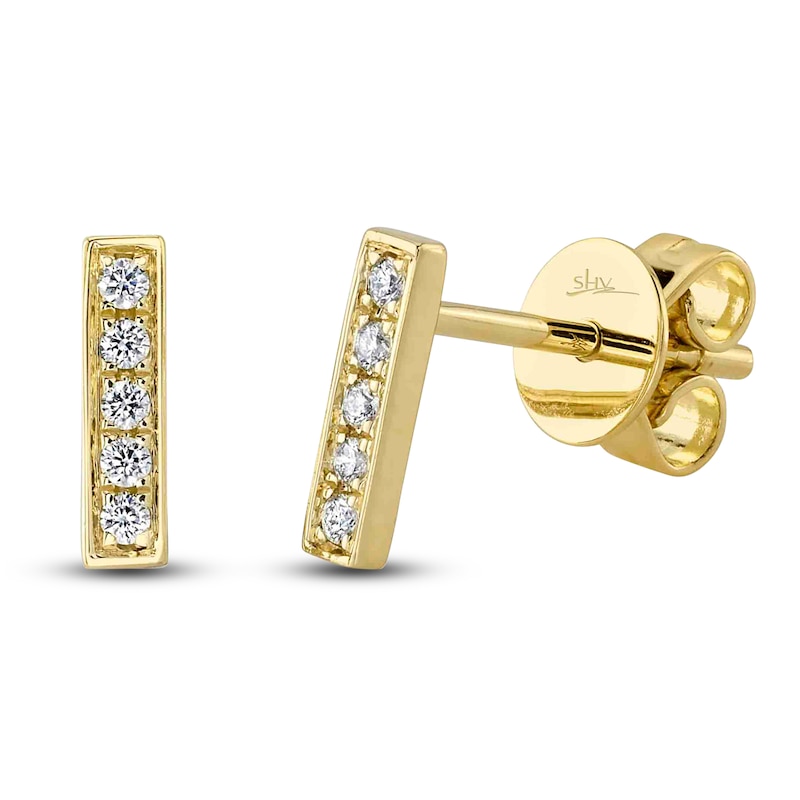 Main Image 1 of Shy Creation Diamond Vertical Bar Earrings 1/20 ct tw 14K Yellow Gold J-SC55002206