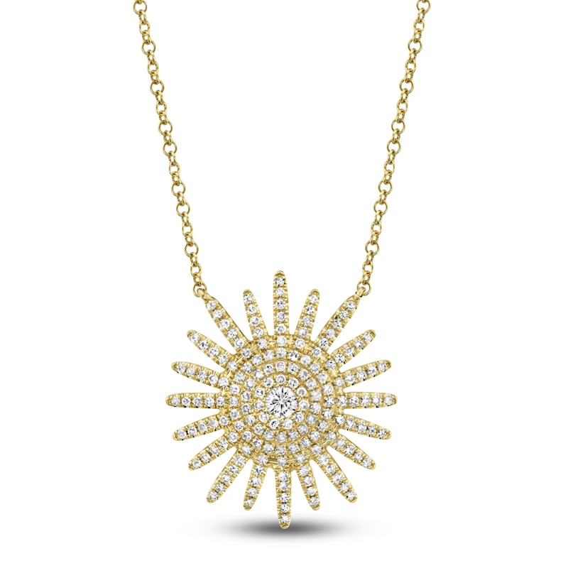 Main Image 1 of Shy Creation Diamond Sun Necklace 3/8 ct tw 14K Yellow Gold 18&quot; J-SC55004270