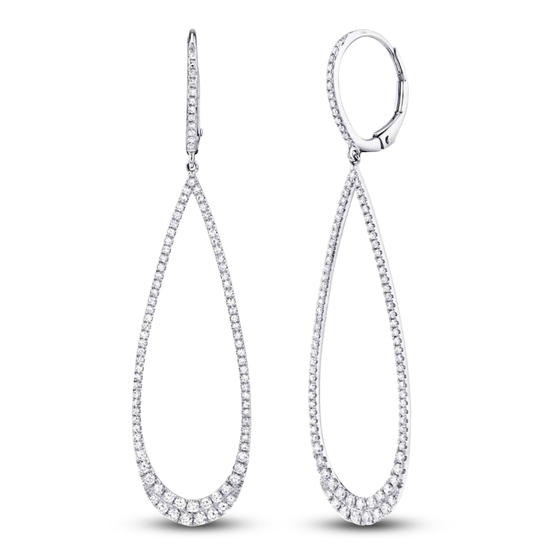 Main Image 2 of Shy Creation Diamond Graduated Teardrop Dangle Hoop Earrings 3/4 ct tw 14K White Gold J-SC55006364