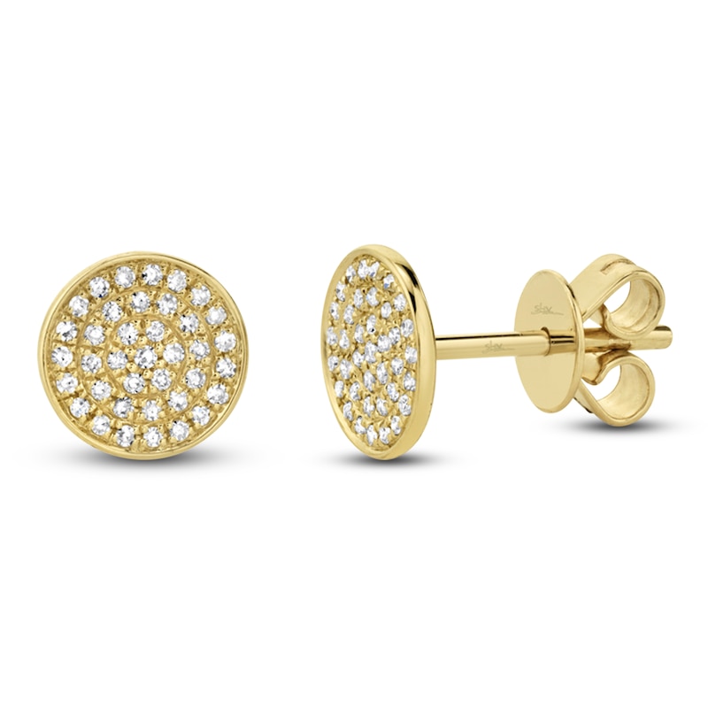 Main Image 2 of Shy Creation Diamond Circle Stud Earrings 1/8 ct tw 14K Yellow Gold SC55002270