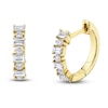 Thumbnail Image 1 of Shy Creation Baguette & Round-Cut Diamond Alternating Hoop Earrings 1/3 ct tw 14K Yellow Gold J-SC55009031