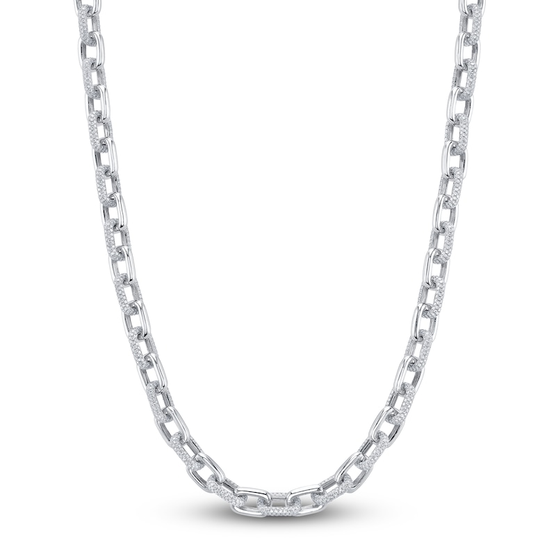 Main Image 1 of Shy Creation Diamond Alternating Link Necklace 8-1/8 ct tw 14K White Gold 16&quot; SC55014093Z16