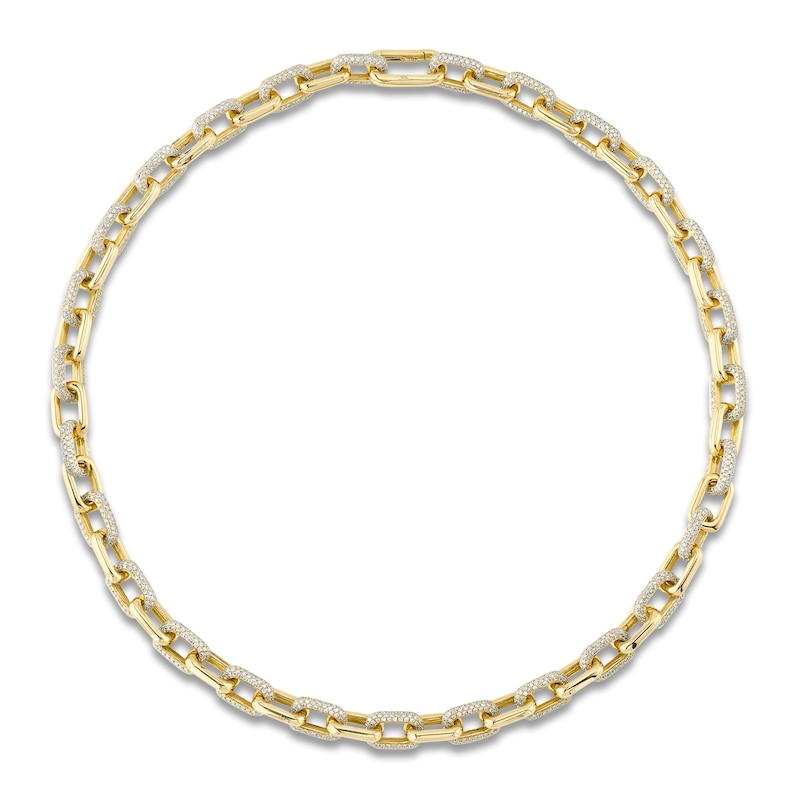 Shy Creation Diamond Alternating Link Necklace 8-1/8 ct tw 14K Yellow Gold 16" J-SC55014094Z16