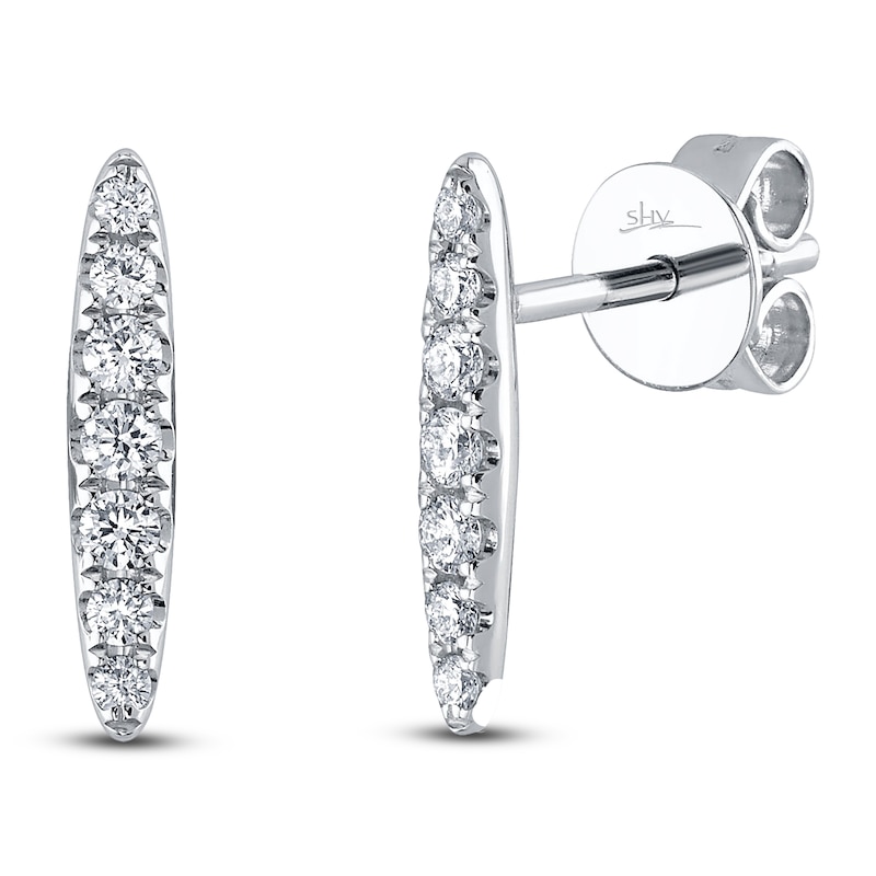 Main Image 1 of Shy Creation Diamond Tapered Bar Earrings 1/6 ct tw 14K White Gold SC55024840