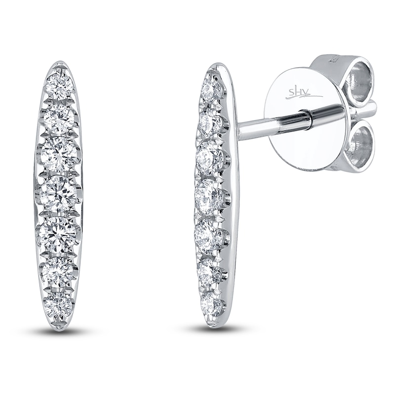 Main Image 2 of Shy Creation Diamond Tapered Bar Earrings 1/6 ct tw 14K White Gold SC55024840