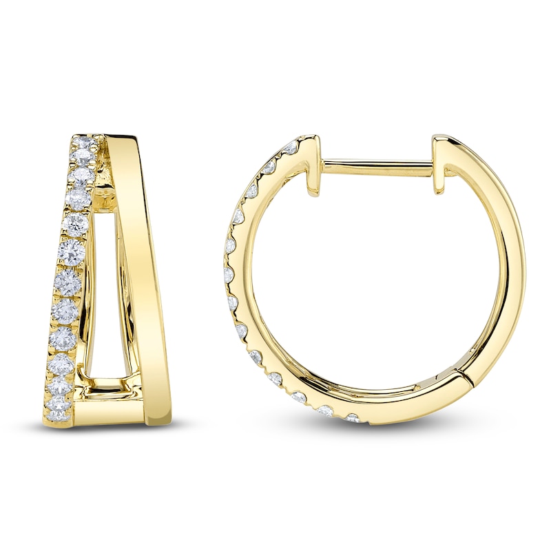 Main Image 3 of Shy Creation Diamond Split Hoop Earrings 1/4 ct tw 14K Yellow Gold SC55024883D0.65