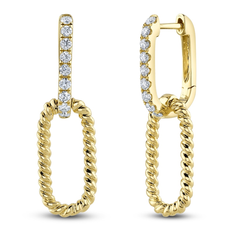 Main Image 1 of Shy Creation Diamond Twist Double Hoop Earrings 1/3 ct tw 14K Yellow Gold SC55024992