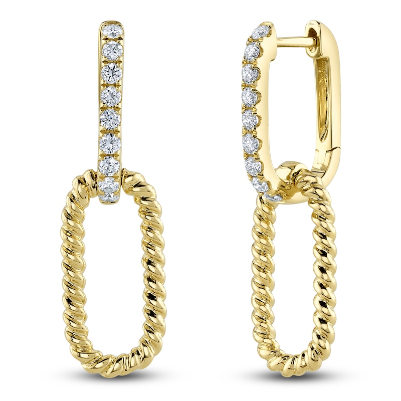 Main Image 2 of Shy Creation Diamond Twist Double Hoop Earrings 1/3 ct tw 14K Yellow Gold SC55024992