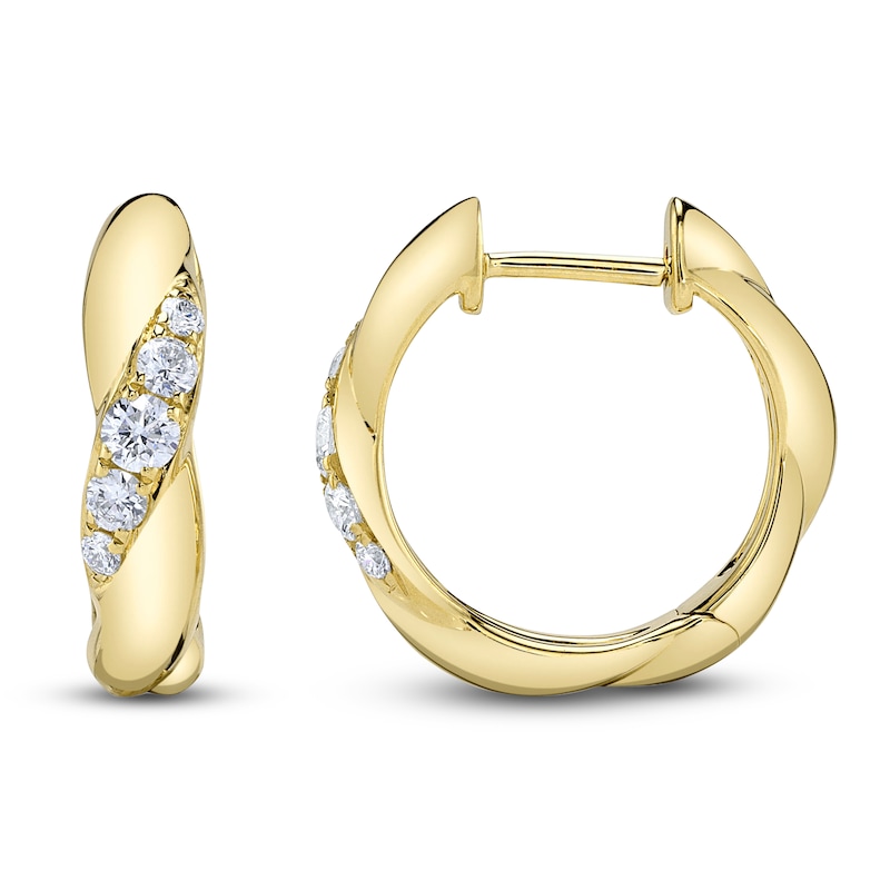 Main Image 1 of Shy Creation Diamond Graduated Twist Hoop Earrings 1/5 ct tw 14K Yellow Gold SC55025182